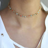 Colorful Beads Choker Necklace, Gold