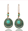 Boho Design Turquoise & Gold Drop Earrings