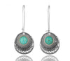 Boho Design Turquoise & Silver Drop Earrings