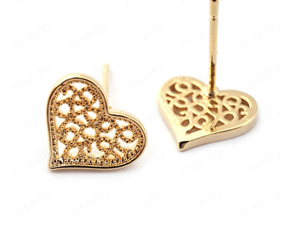 Gold Filigree Heart Earrings