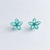 Colorful Wire Sculpted Flower Earrings, Turquoise