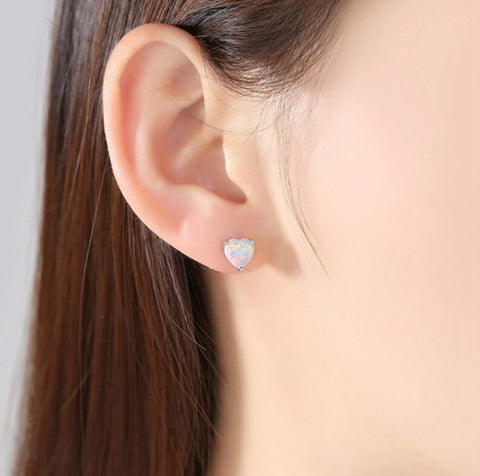 Sparkling Square Stud Earrings, Pale Pink