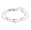 Layered Heart Ankle Bracelet, Silver