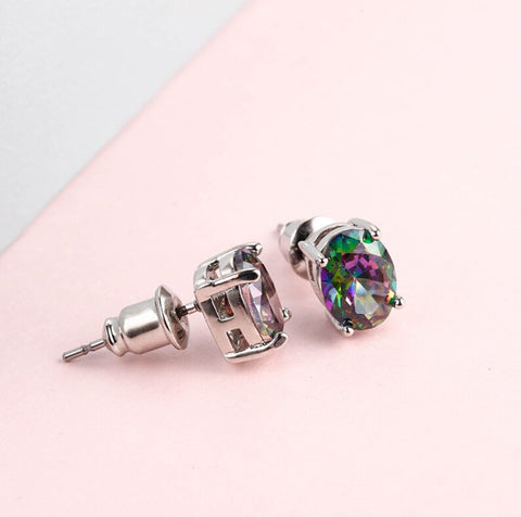 Crystal Stud Earrings, Lavender