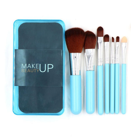7 Piece Makeup Brush Set, Gray