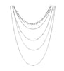 Five Chain Long Layered Necklace, Silver