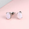Fire Opal Stud Earrings, White