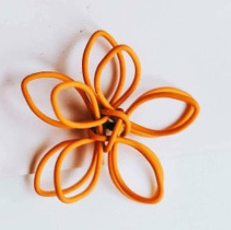 Colorful Wire Sculpted Flower Earrings, Orange