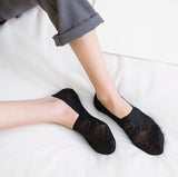 No-Slip Lace Sneaker Socks, Black