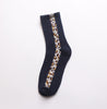 Leopard Stripe Fashion Socks, Navy