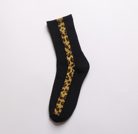 Cute Floral Fashion Socks, Mustard/Brown