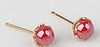 Faux Pearl Stud Earrings 6MM, Red
