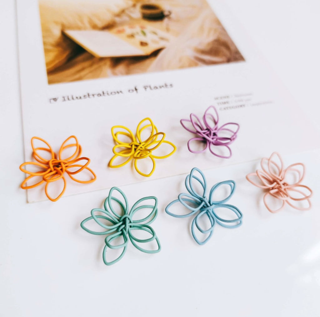 Colorful Wire Sculpted Flower Earrings, Turquoise