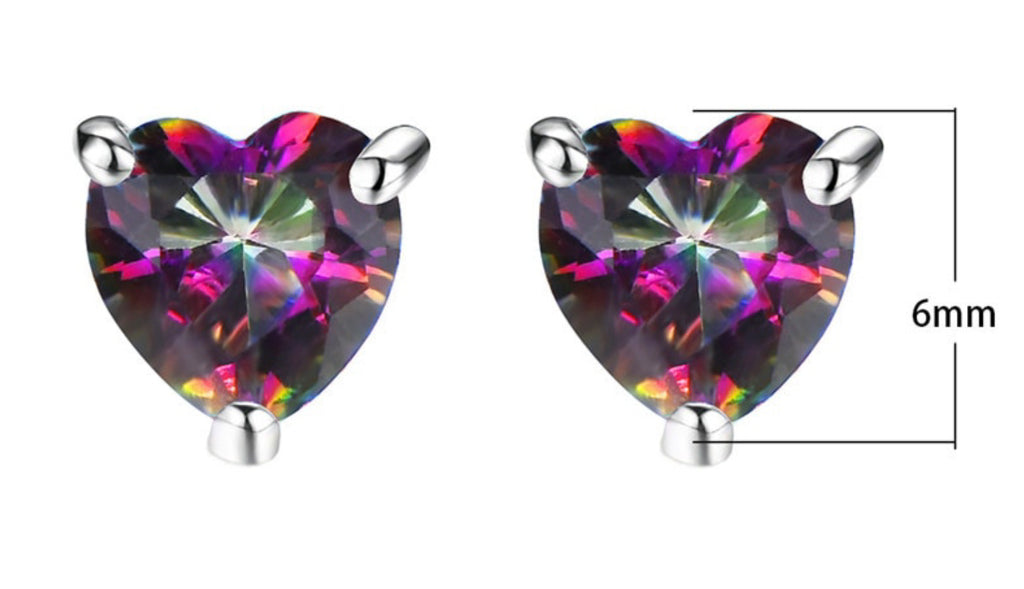 Fire Opal Stud Earrings, Multi Heart
