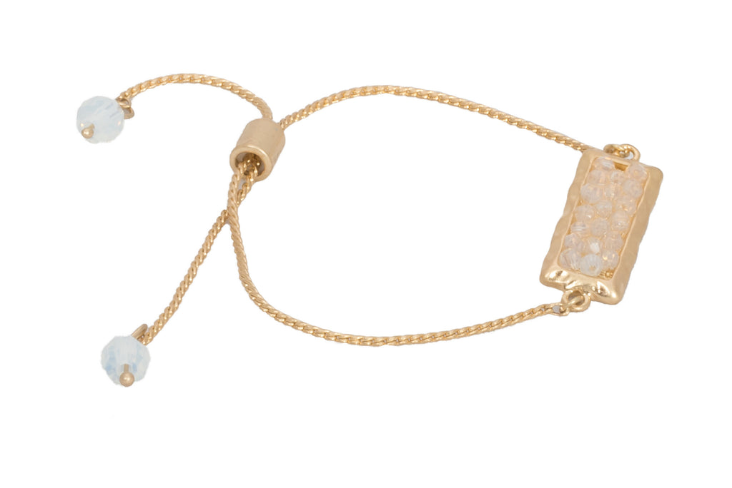 Glass Bead Cluster Bracelet, White