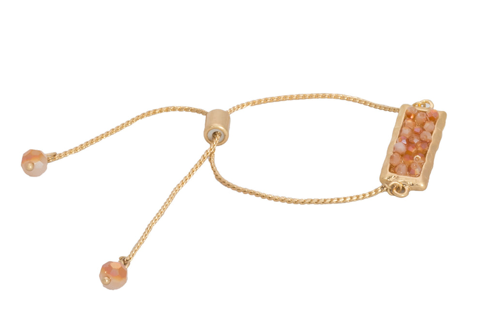 Glass Bead Cluster Bracelet, Peach