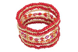 Mixed Beads Stretch Bracelet, Red