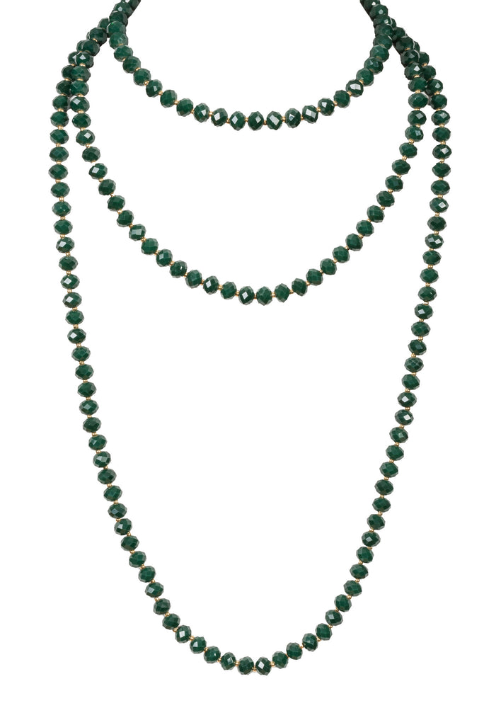 Iridescent Glass Bead Extra Long Necklace, Green