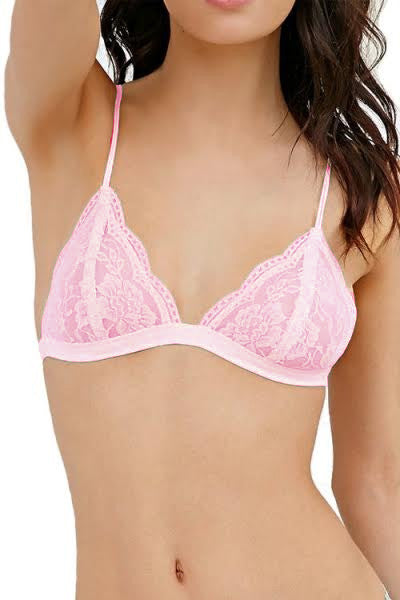 Adorable Low Cut Triangle Bralette, Light Pink