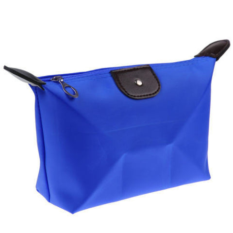 Roomy Nylon Cosmetic Bag, Lake Blue