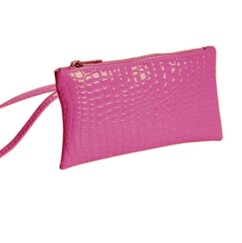 Wristlet / Crocodile Wallet, Hot Pink