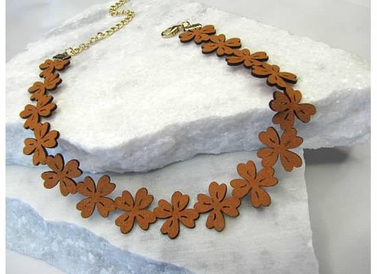 Floral Cutout Faux Suede Choker Necklace, Brown