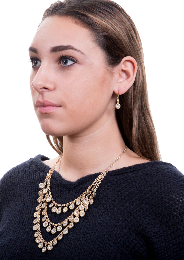 Gold Layered Necklace & Earring Set