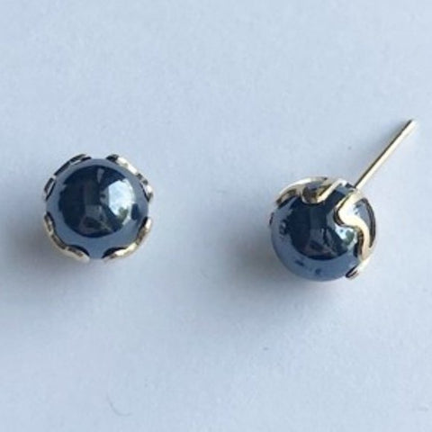 Fire Opal Stud Earrings, Light Blue