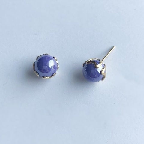 Sparkling Square Stud Earrings, Purple