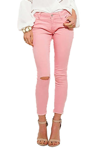 Distressed Ripped Knee Light Wash Skinny Jeans