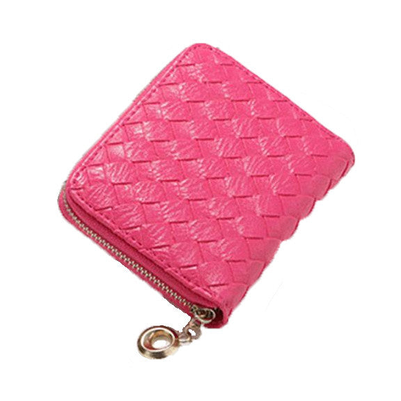 Woven Design Classic Wallet, Hot Pink