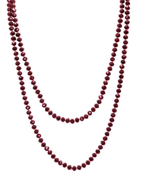 Iridescent Glass Bead Extra Long Necklace, Red