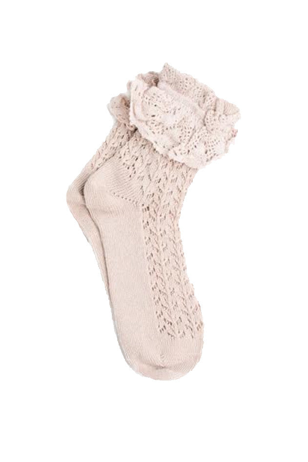 Lace Ruffle Anklet Socks, Rose