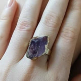 Natural Rough Stone Ring, Amethyst