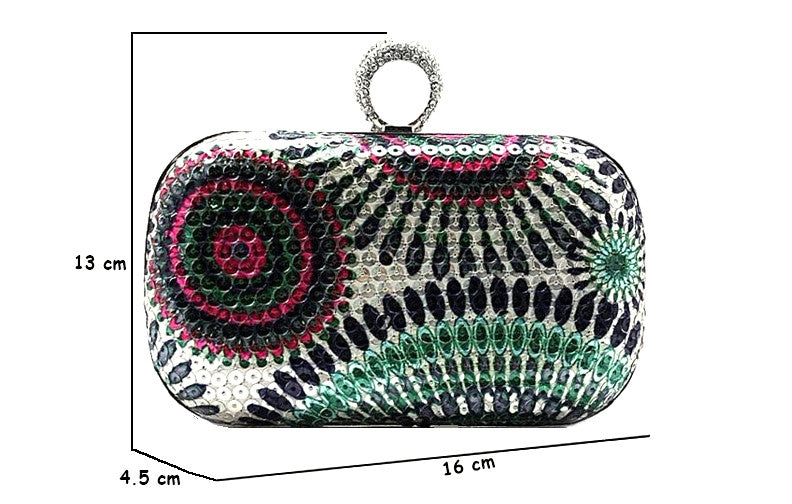 Knuckle Ring Clutch Evening Bag, Multicolor