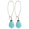 Oversize Earwire Turquoise Bead Earrings, Silver