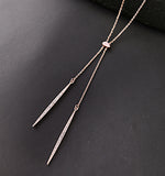 Crystal Tassel Lariat Necklace, Rose Gold
