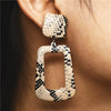Snake Skin Geometric Drop Earrings, Tan