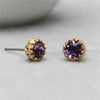 Crystal Stud Earrings, Purple