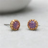Crystal Stud Earrings, Lavender