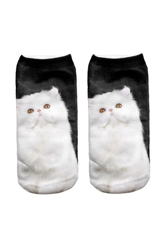 Printed Ankle Socks, Maine Coon Cat