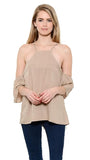 Cold Shoulder Tank Top, Taupe