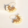 Beautiful Fan Design Fringe Earrings, Ivory