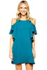 Forest Green Bare Shoulders Ruffle Dress