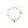 Gold Simple Heart Double Chain Anklet