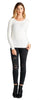 Crew Neck Sweater With Sleeve Buttons, White