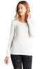 Crew Neck Sweater With Sleeve Buttons, White