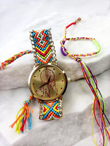 Dreamcatcher Friendship Bracelet Watch, Red
